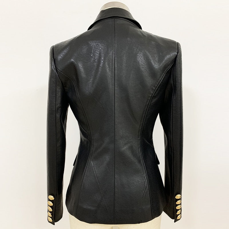 Baroque Faux Leather Blazer #20231004